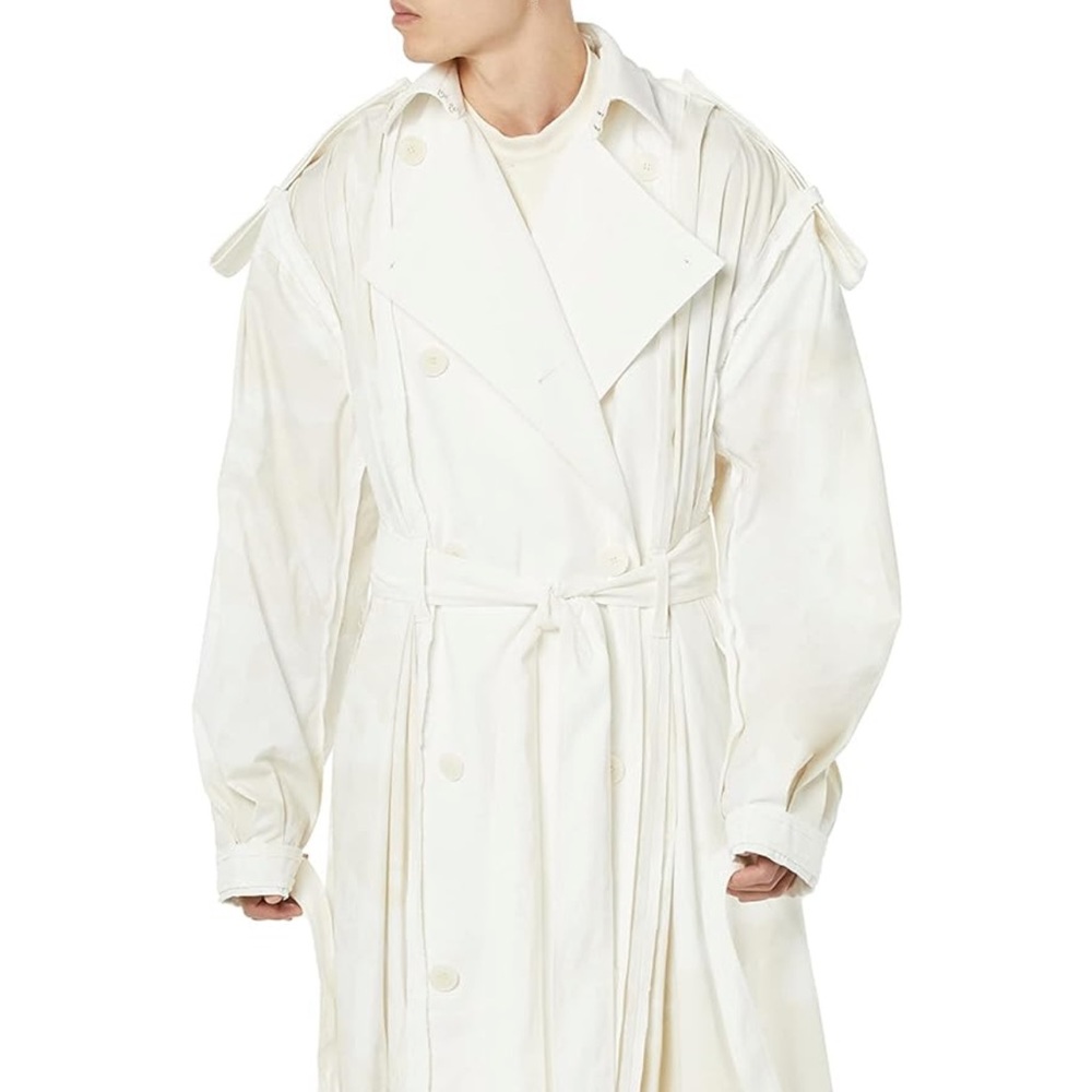 WOMEN'S MAISON BLANCHE LONG SLEEVE CORDUROY TRENCH COAT - SIZE 2 - WHITE